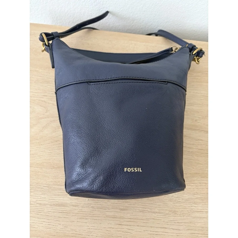 Fossil Talulla Hobo Shoulder Bag Navy Blue Leather